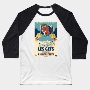 Les Gets, une symphonie neige et soleil, Ski Poster Baseball T-Shirt